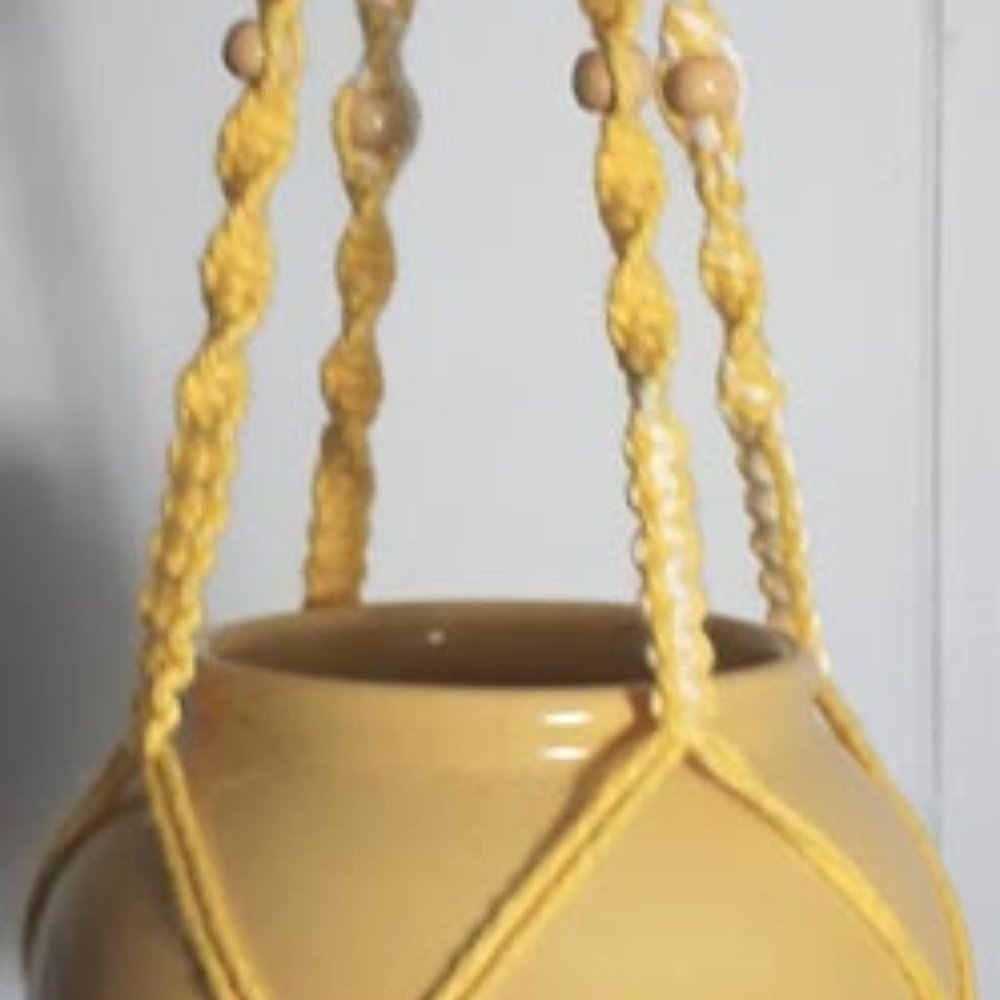 Handmade beaded macrame plant hanger